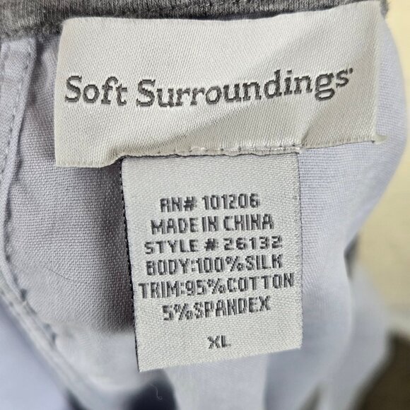 Soft Surroundings Size XL 100% Silk Light Blue Gray Tunic Scoop Neck Keyhole Bk - Picture 8 of 10